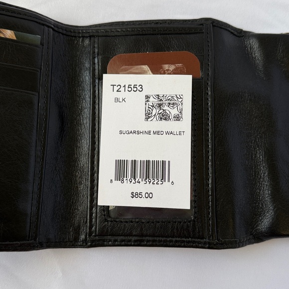 Vintage Brighton “Sugarshine Med Wallet” Chic Black Floral Embossed Wallet - Picture 7 of 7
